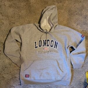 Gray London England Hoodie with Flag Patch